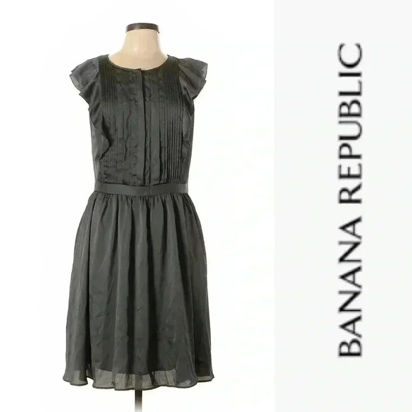 Banana Republic gray ruffled dress sz 12 - Picture 3 of 3